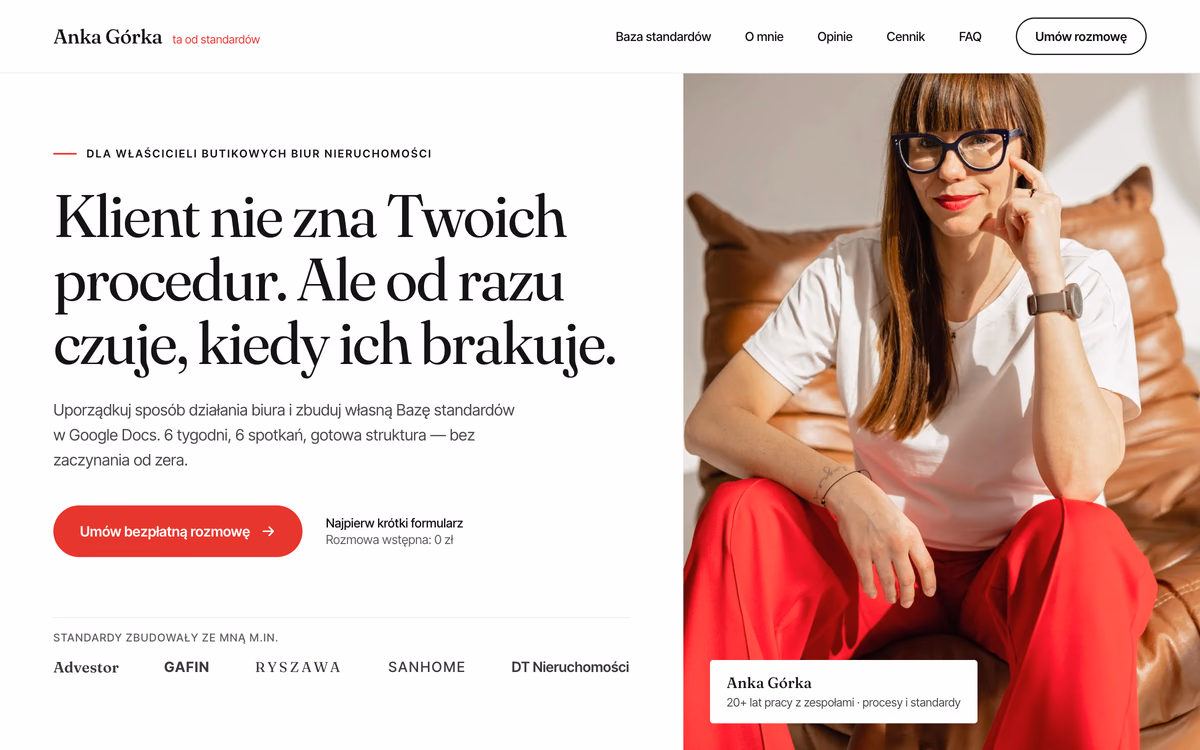 Anka Górka: strona po zmianach