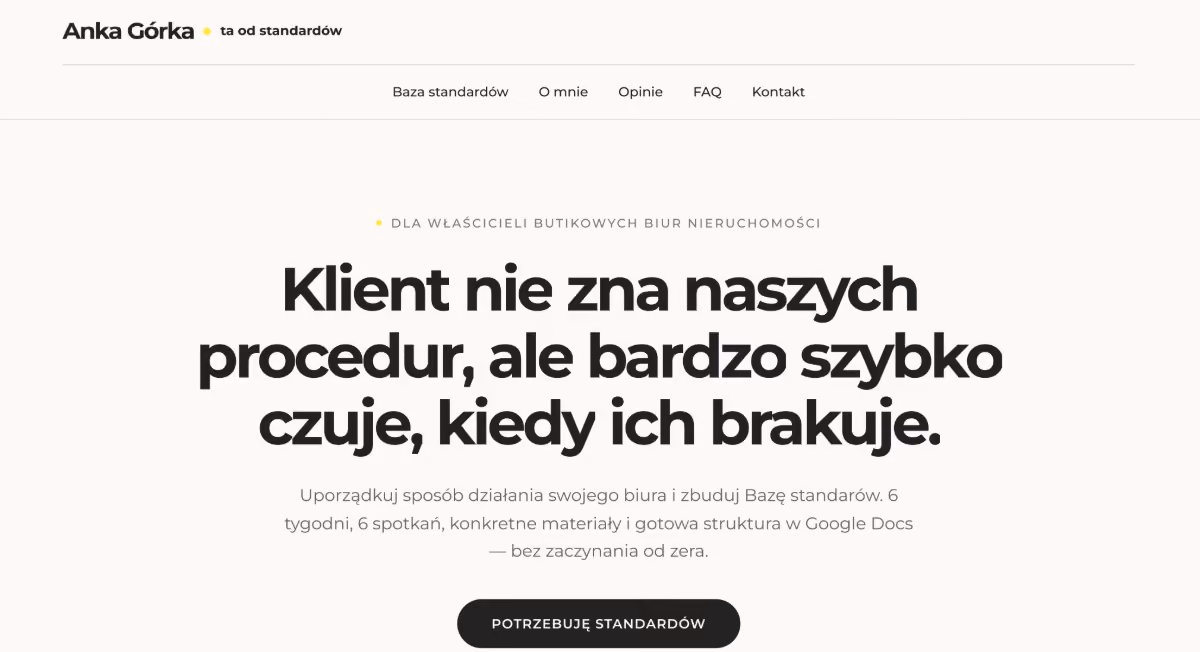 Anka Górka: strona przed zmianami